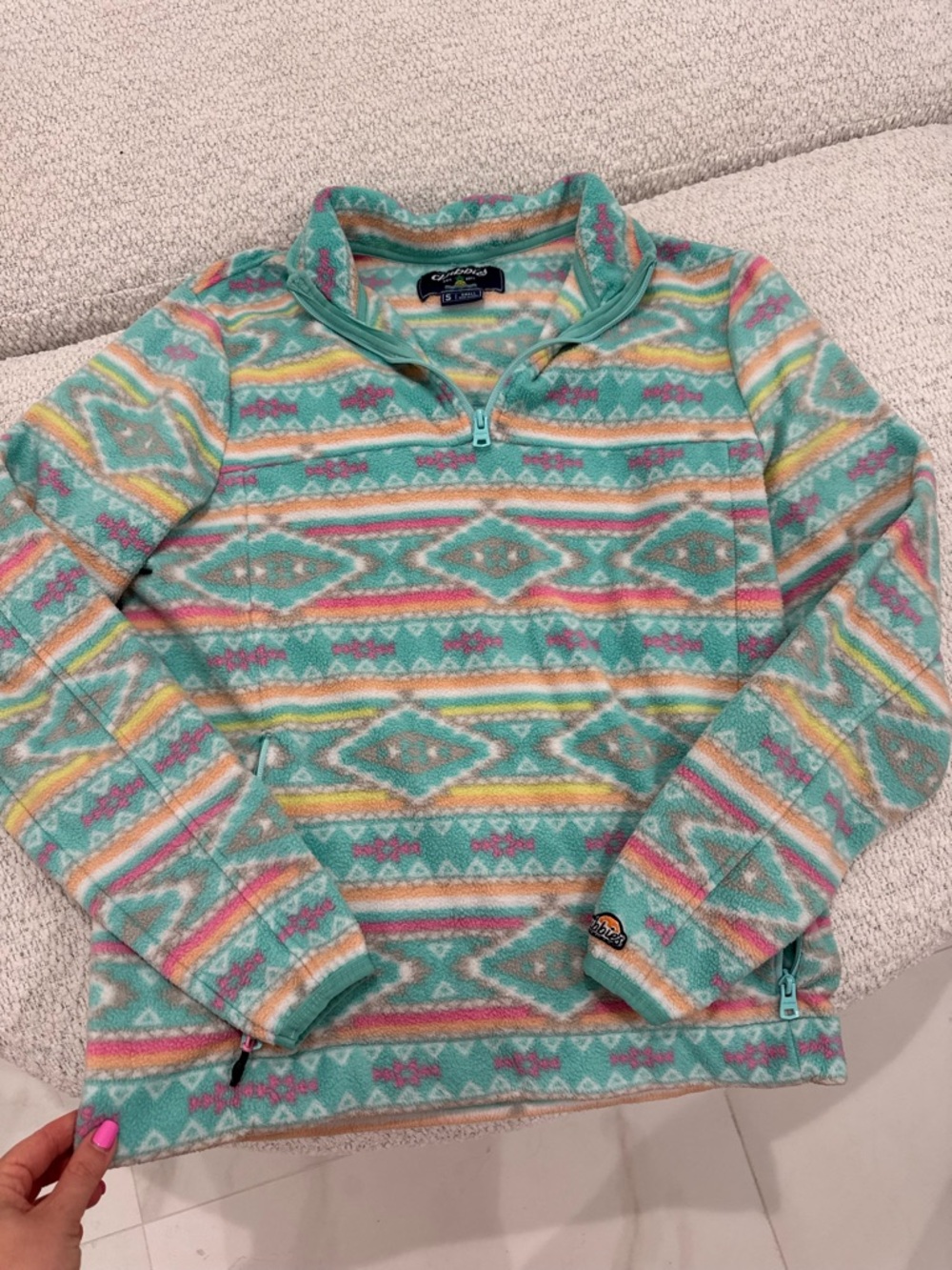 chubbies Aqua Aztec Printed Fleece Pullover Jacket